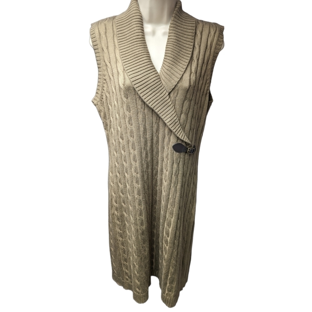 Ellen Tracy Cable Knit Sleeveless Dress Sz L